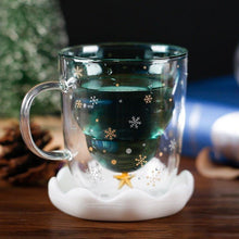 Load image into Gallery viewer, Christmas Tree Double Layer Glass Cup Thermally Insulated Cup Coffee Cup With lid