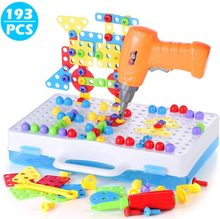Load image into Gallery viewer, Blocks Game with Toy Drill & Screwdriver Tool Set