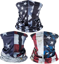 Load image into Gallery viewer, American US Flag Face Bandana Neck Gaiter, Sun UV Dust Protection Reusable Half Mask Scarf Motorcycle Balaclava for Men Women