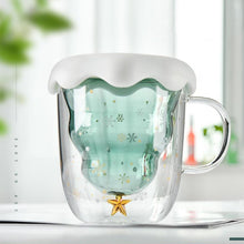 Load image into Gallery viewer, Christmas Tree Double Layer Glass Cup Thermally Insulated Cup Coffee Cup With lid