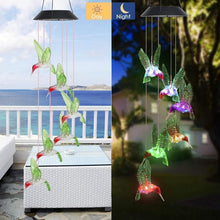 Load image into Gallery viewer, Color-Changing Solar LED Waterproof Hummingbird Wind Chimes
