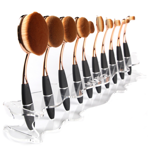 10 Piece Black and Gold Oval Brush Set